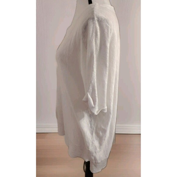 Eileen Fisher Blouse Size M Cream Ivory Low/High Hem Linen/Cotton - Picture 5 of 10